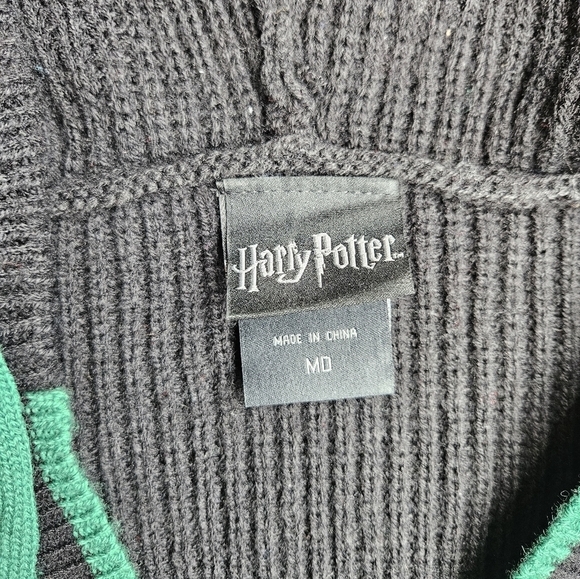 Harry Potter Slytherin Hooded Sweater Black Green Adult Medium - Picture 9 of 9